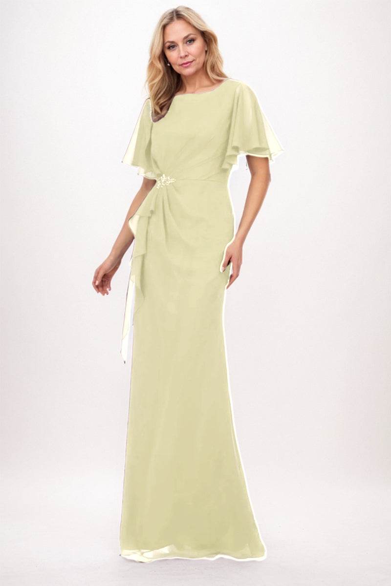 Elegant Sheath Column Maxi Chiffon Mother Dress Mother of the Bride Dress