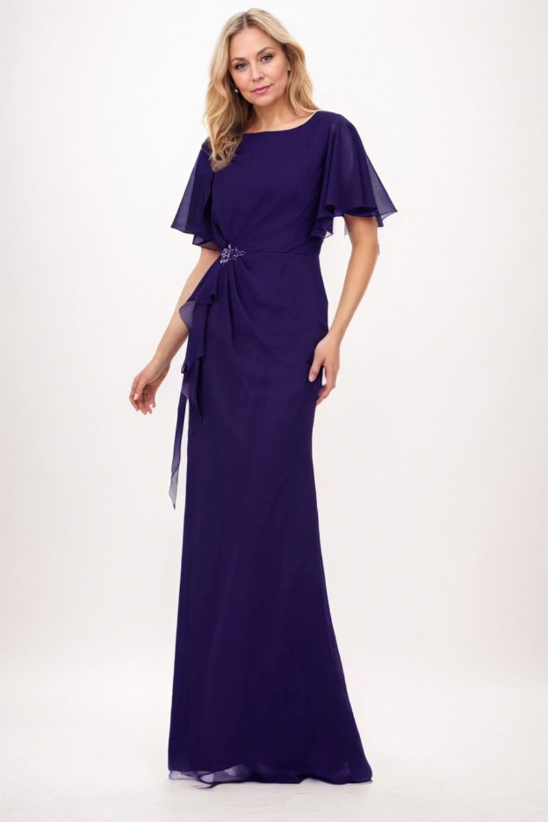 Elegant Sheath Column Maxi Chiffon Mother Dress Mother of the Bride Dress