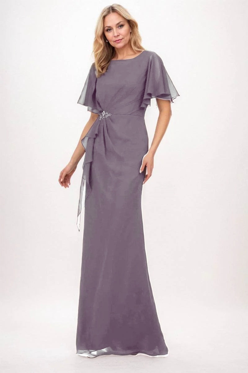 Elegant Sheath Column Maxi Chiffon Mother Dress Mother of the Bride Dress