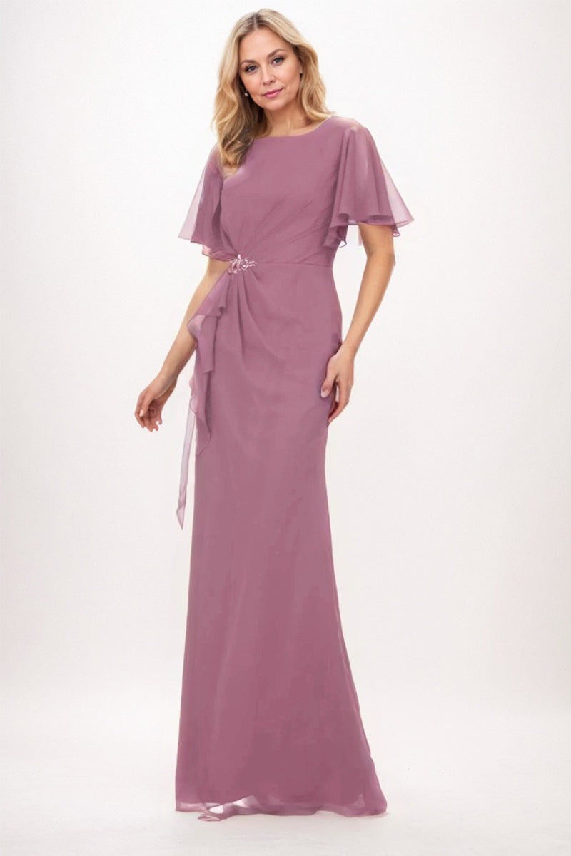Elegant Sheath Column Maxi Chiffon Mother Dress Mother of the Bride Dress