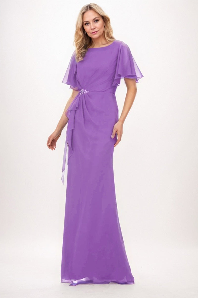 Elegant Sheath Column Maxi Chiffon Mother Dress Mother of the Bride Dress