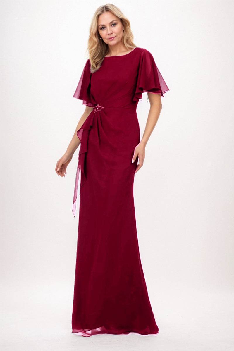 Elegant Sheath Column Maxi Chiffon Mother Dress Mother of the Bride Dress