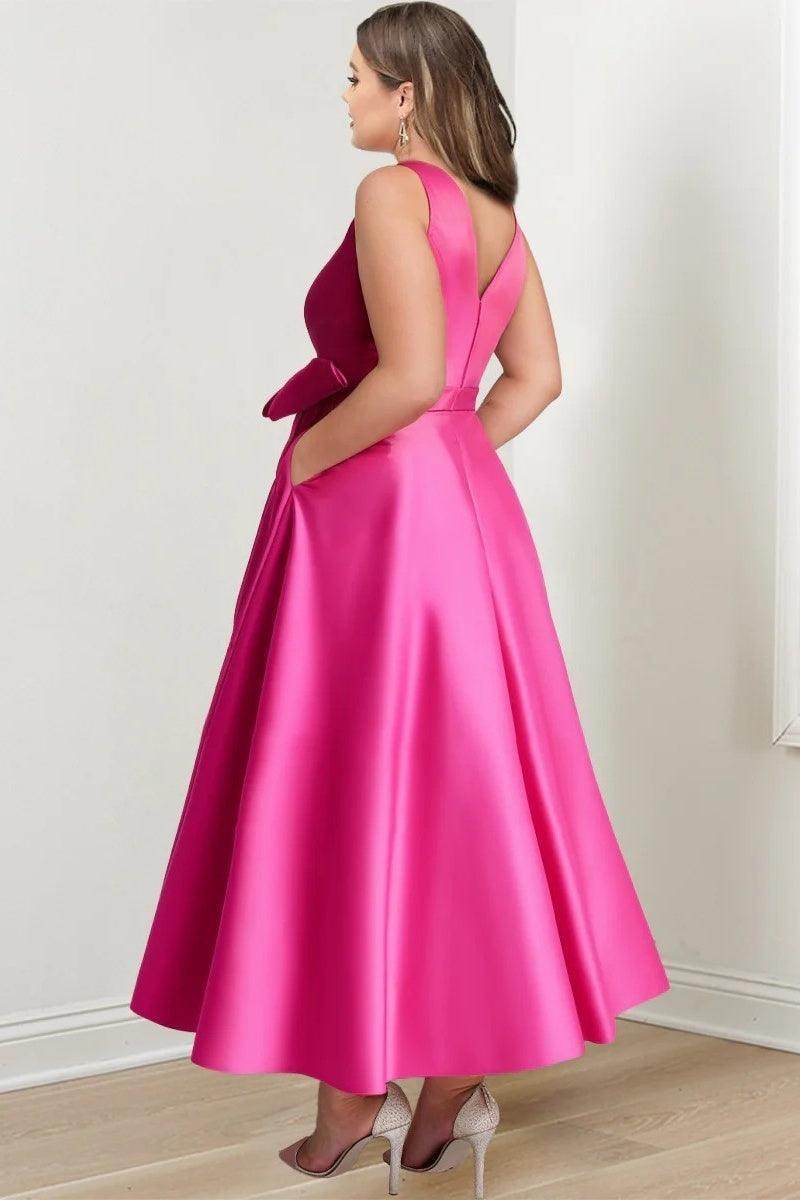 Elegant V Neck Sleeveless Ankle Length Mother of the Bride Dress