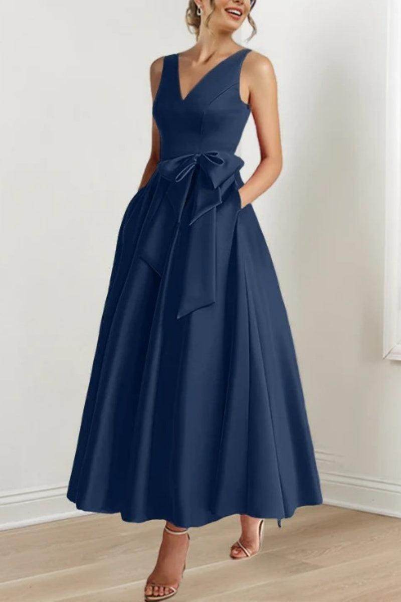 Elegant V Neck Sleeveless Ankle Length Mother of the Bride Dress