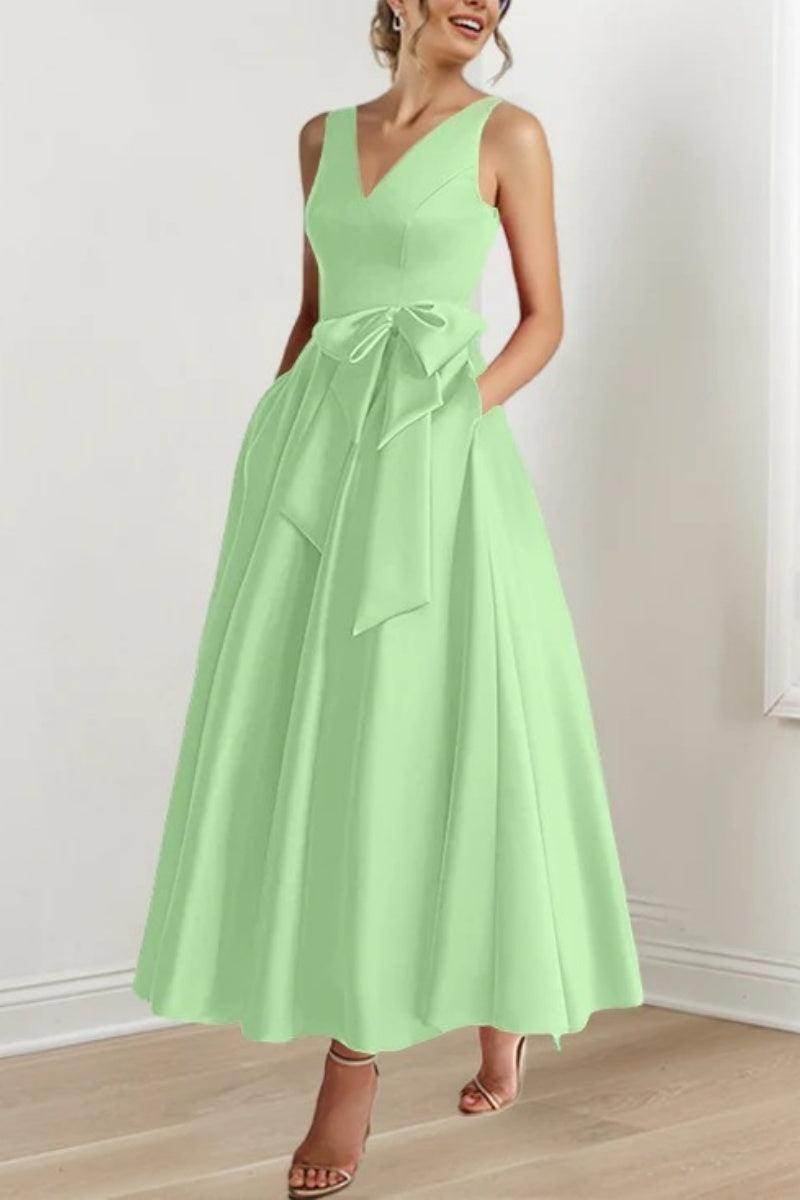 Elegant V Neck Sleeveless Ankle Length Mother of the Bride Dress