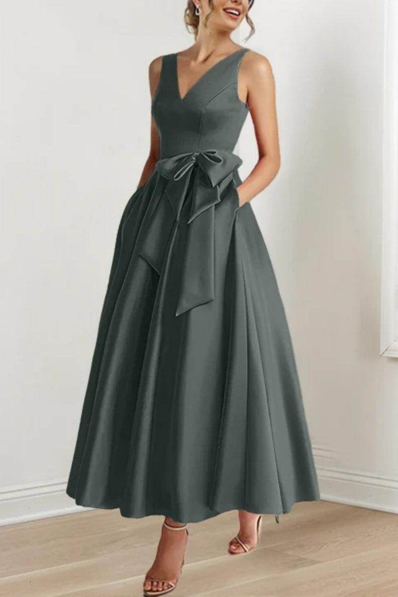Elegant V Neck Sleeveless Ankle Length Mother of the Bride Dress