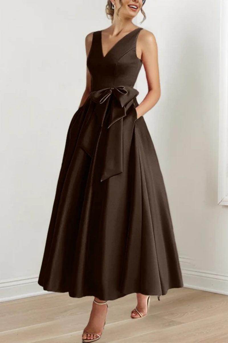 Elegant V Neck Sleeveless Ankle Length Mother of the Bride Dress