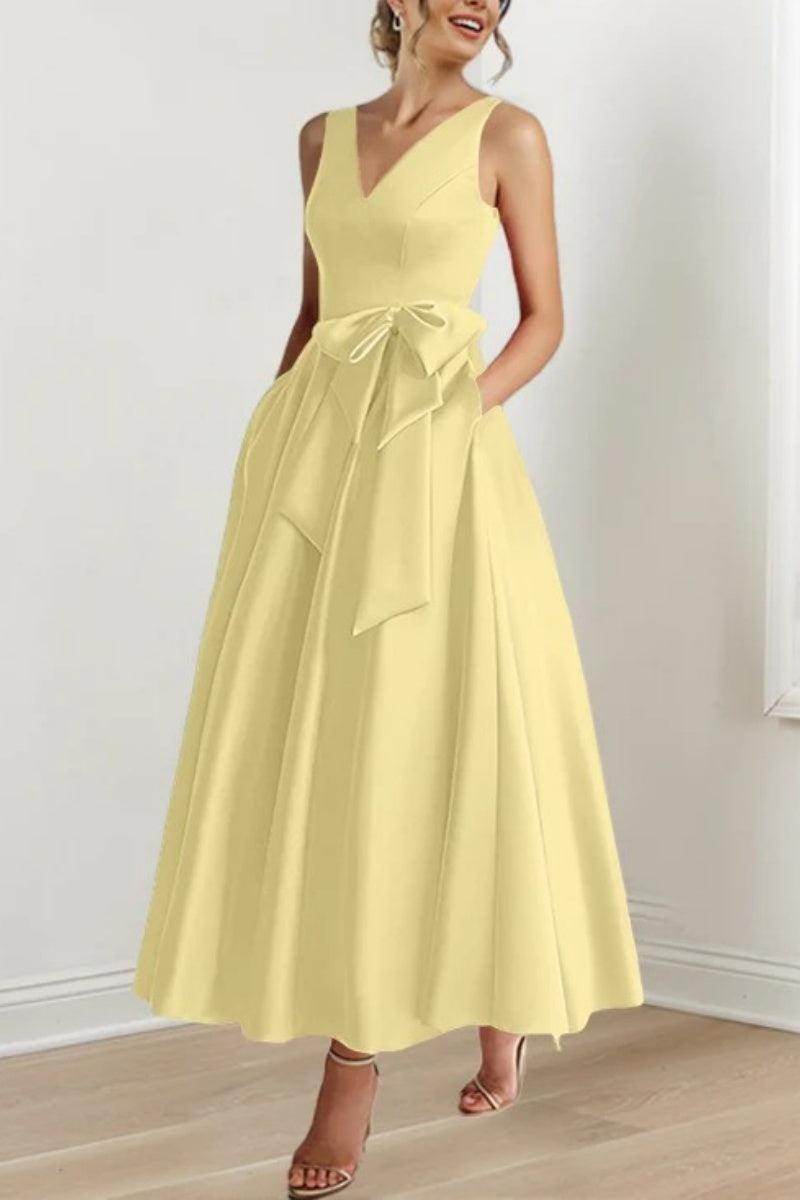 Elegant V Neck Sleeveless Ankle Length Mother of the Bride Dress