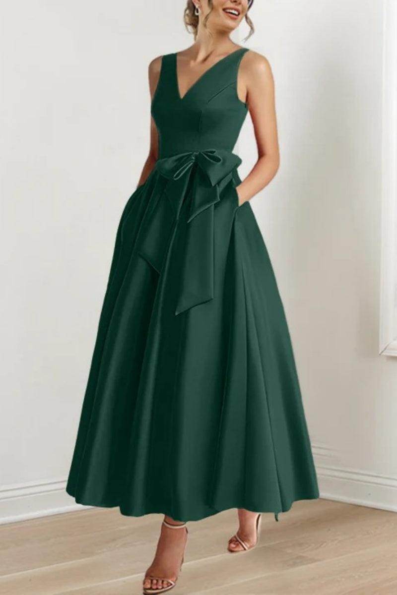 Elegant V Neck Sleeveless Ankle Length Mother of the Bride Dress