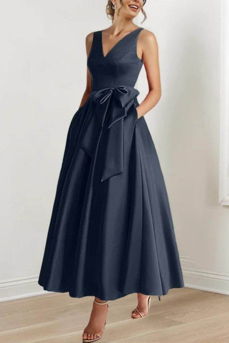 Elegant V Neck Sleeveless Ankle Length Mother of the Bride Dress