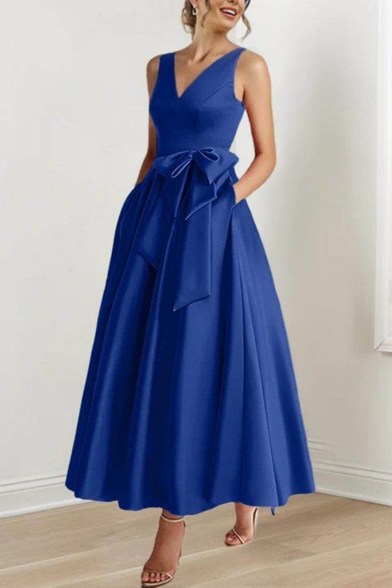 Elegant V Neck Sleeveless Ankle Length Mother of the Bride Dress