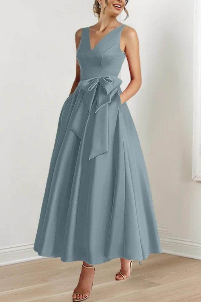 Elegant V Neck Sleeveless Ankle Length Mother of the Bride Dress
