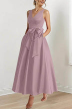Elegant V Neck Sleeveless Ankle Length Mother of the Bride Dress