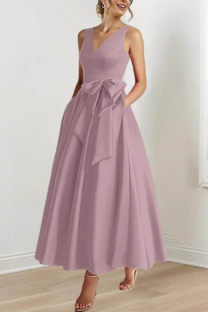 Elegant V Neck Sleeveless Ankle Length Mother of the Bride Dress