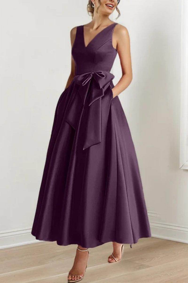 Elegant V Neck Sleeveless Ankle Length Mother of the Bride Dress