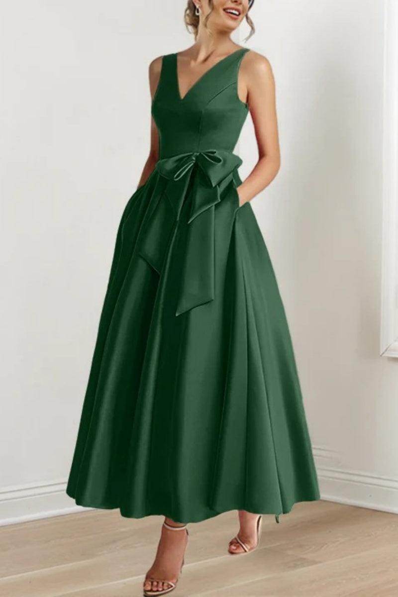 Elegant V Neck Sleeveless Ankle Length Mother of the Bride Dress