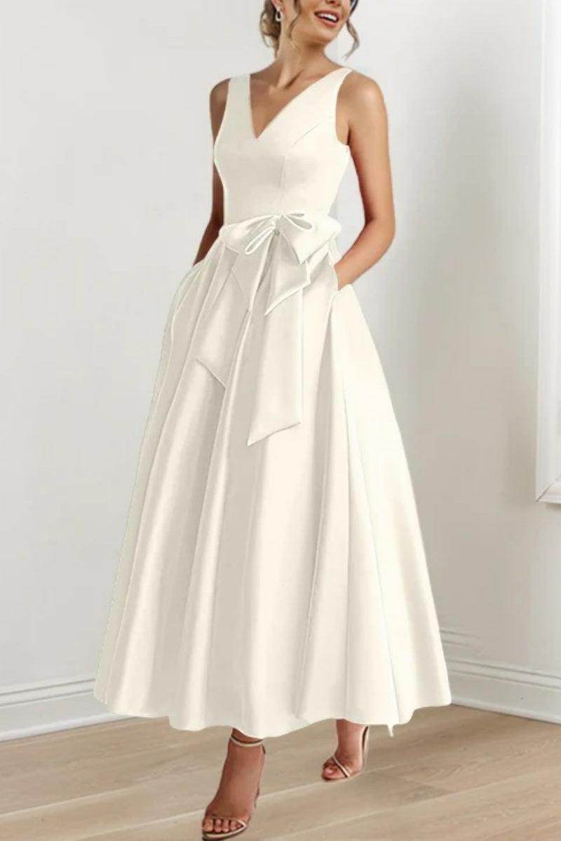 Elegant V Neck Sleeveless Ankle Length Mother of the Bride Dress