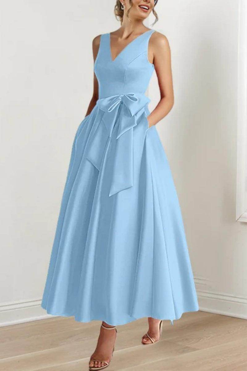 Elegant V Neck Sleeveless Ankle Length Mother of the Bride Dress
