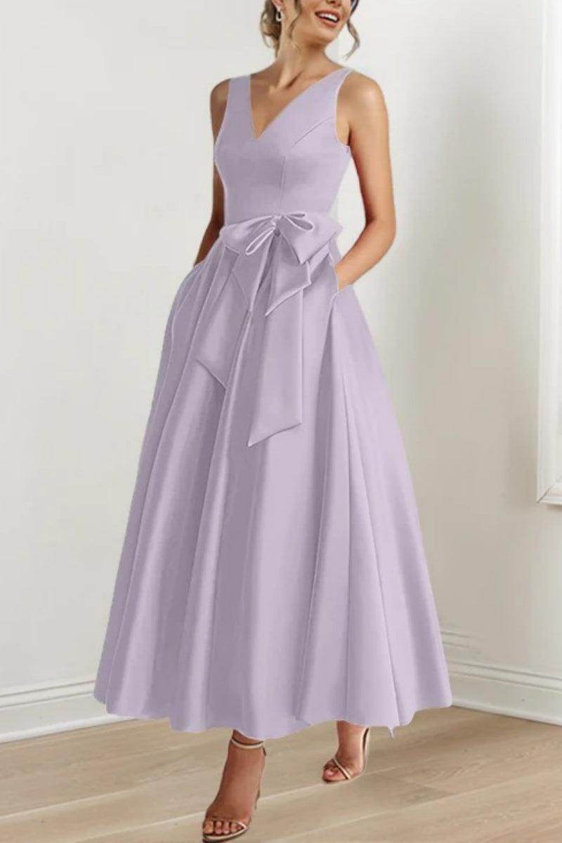 Elegant V Neck Sleeveless Ankle Length Mother of the Bride Dress
