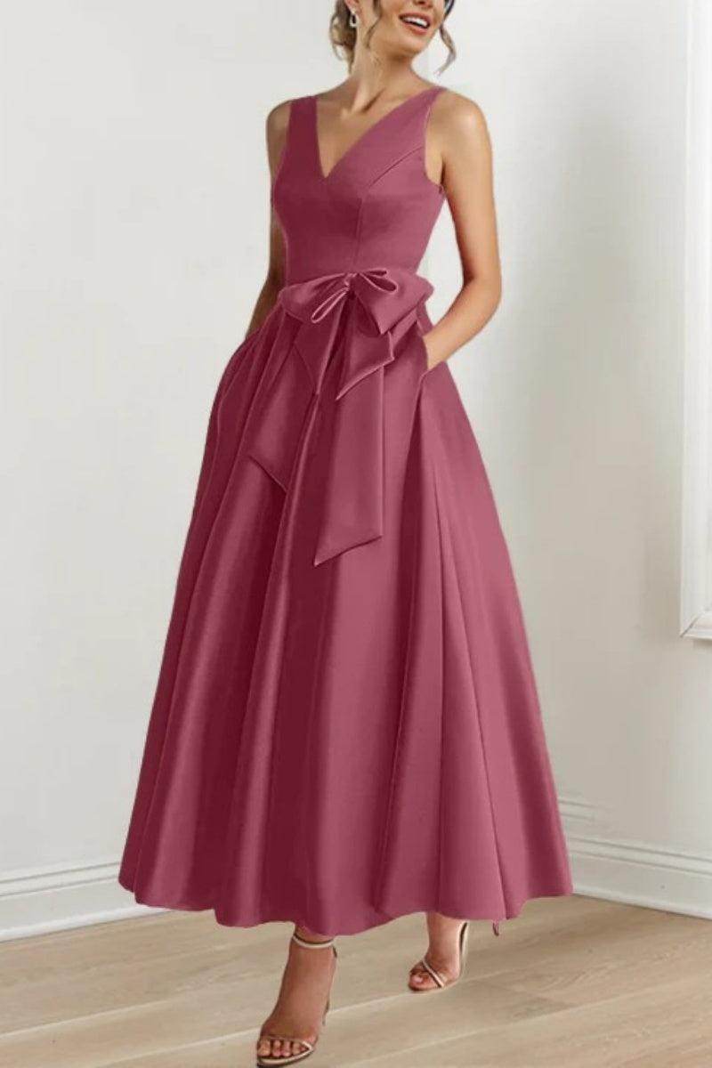 Elegant V Neck Sleeveless Ankle Length Mother of the Bride Dress