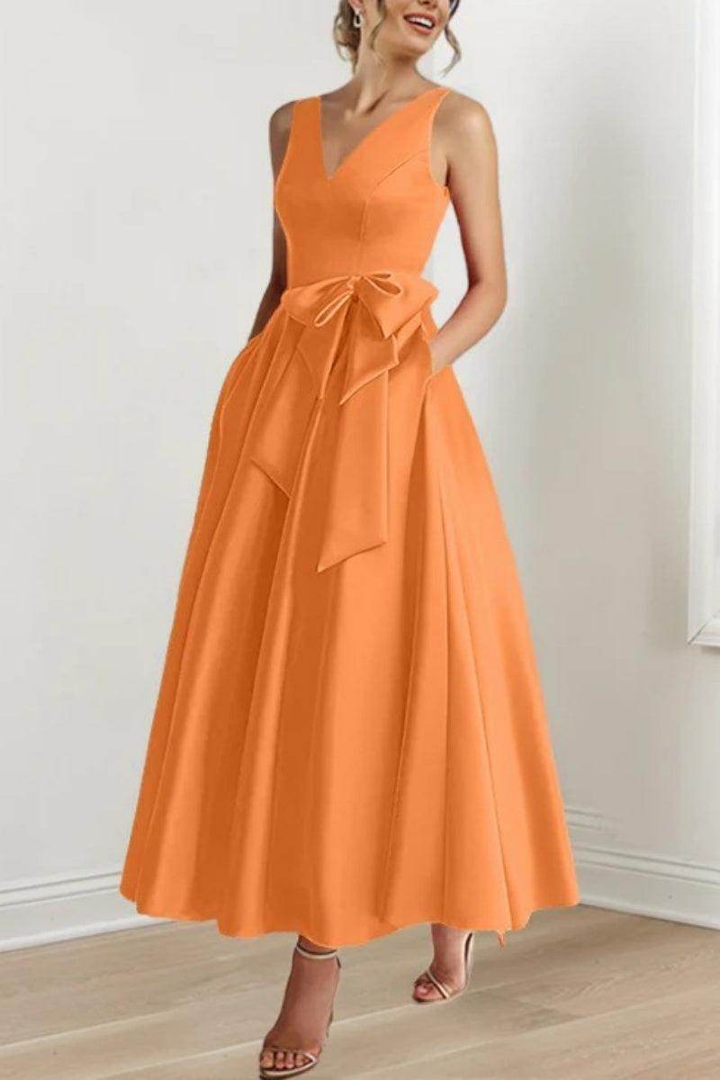 Elegant V Neck Sleeveless Ankle Length Mother of the Bride Dress