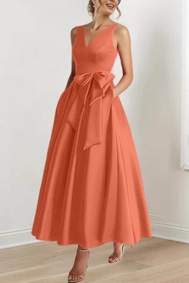 Elegant V Neck Sleeveless Ankle Length Mother of the Bride Dress