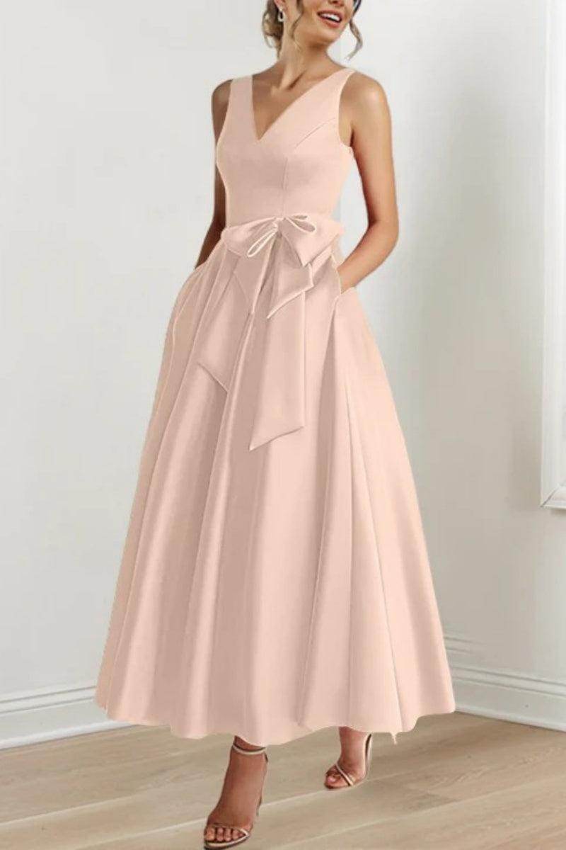 Elegant V Neck Sleeveless Ankle Length Mother of the Bride Dress