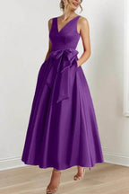 Elegant V Neck Sleeveless Ankle Length Mother of the Bride Dress