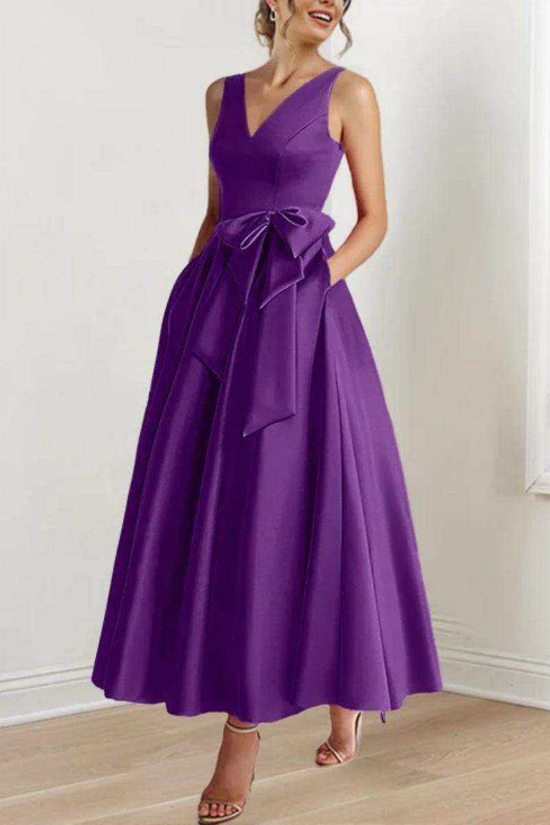 Elegant V Neck Sleeveless Ankle Length Mother of the Bride Dress