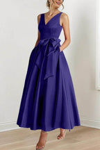 Elegant V Neck Sleeveless Ankle Length Mother of the Bride Dress