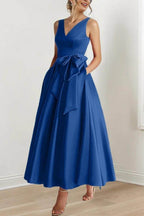 Elegant V Neck Sleeveless Ankle Length Mother of the Bride Dress