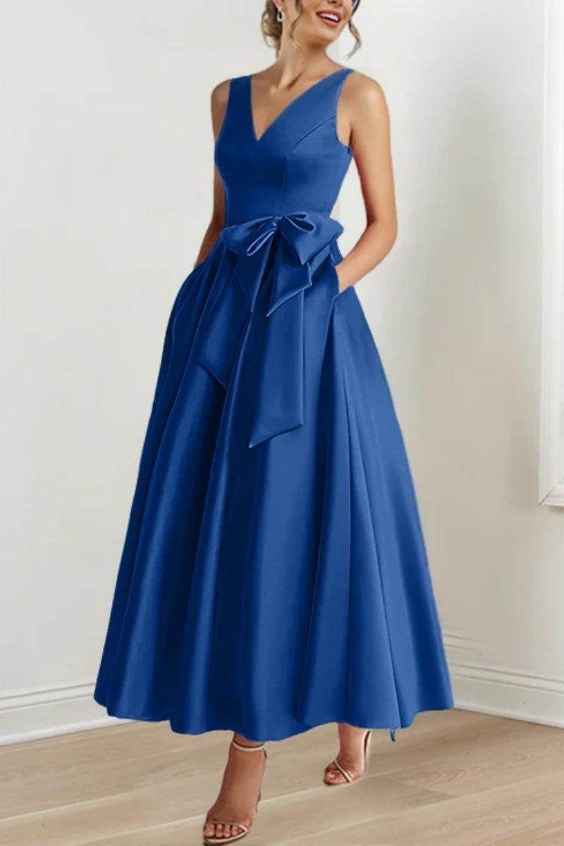 Elegant V Neck Sleeveless Ankle Length Mother of the Bride Dress