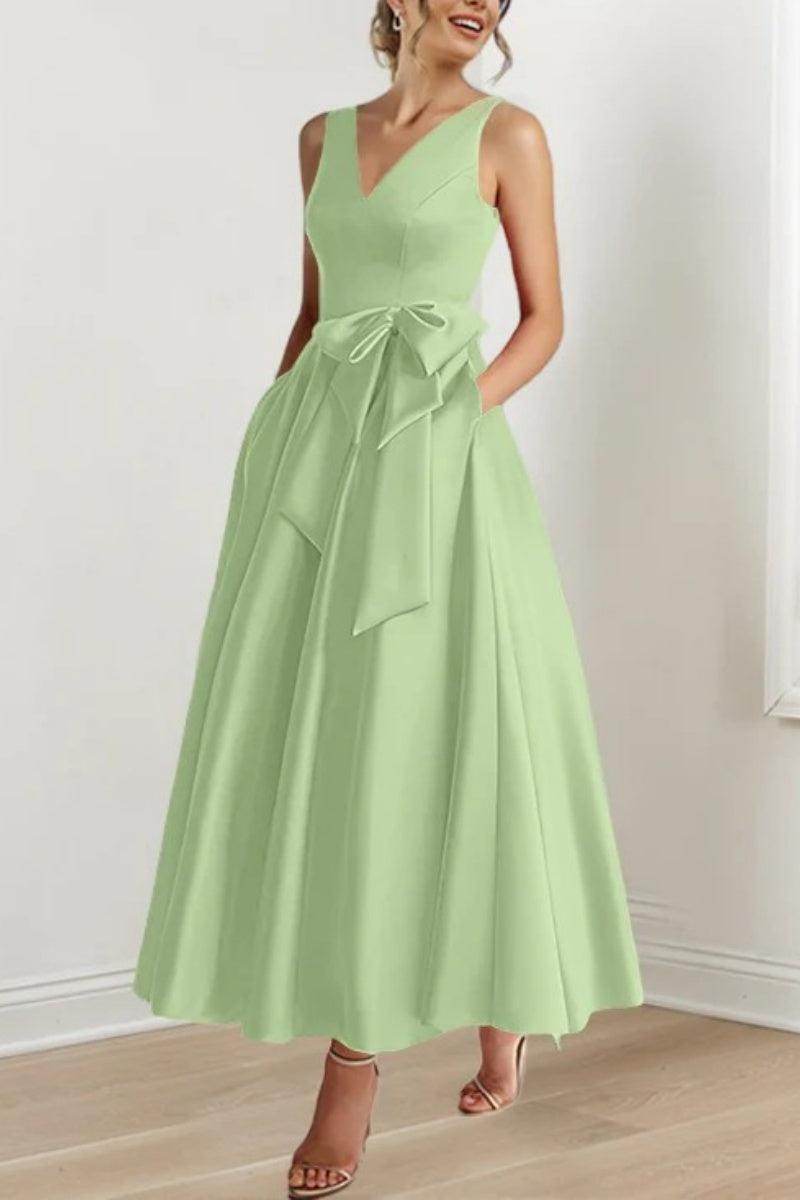 Elegant V Neck Sleeveless Ankle Length Mother of the Bride Dress