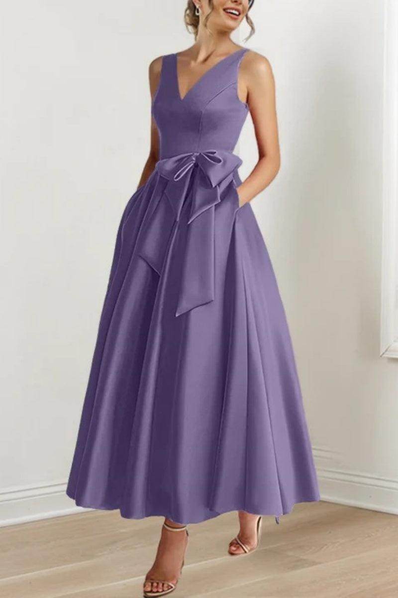 Elegant V Neck Sleeveless Ankle Length Mother of the Bride Dress