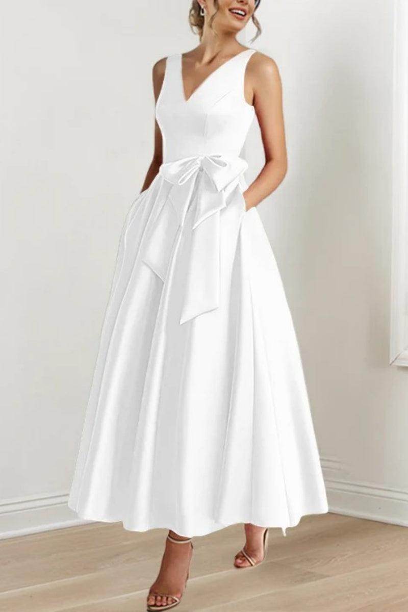 Elegant V Neck Sleeveless Ankle Length Mother of the Bride Dress
