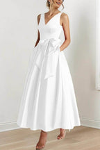 Elegant V Neck Sleeveless Ankle Length Mother of the Bride Dress