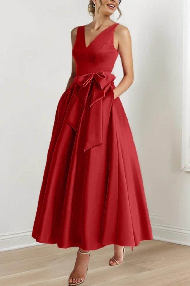 Elegant V Neck Sleeveless Ankle Length Mother of the Bride Dress
