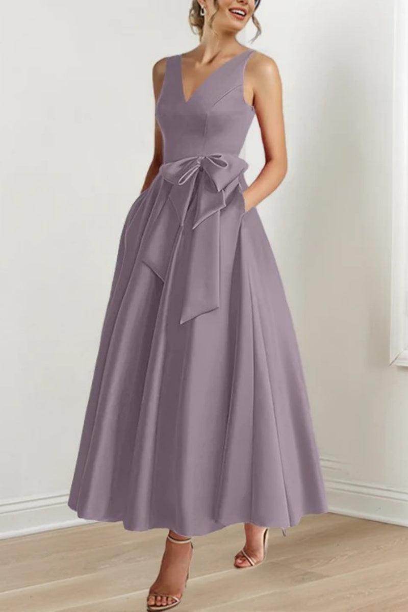 Elegant V Neck Sleeveless Ankle Length Mother of the Bride Dress