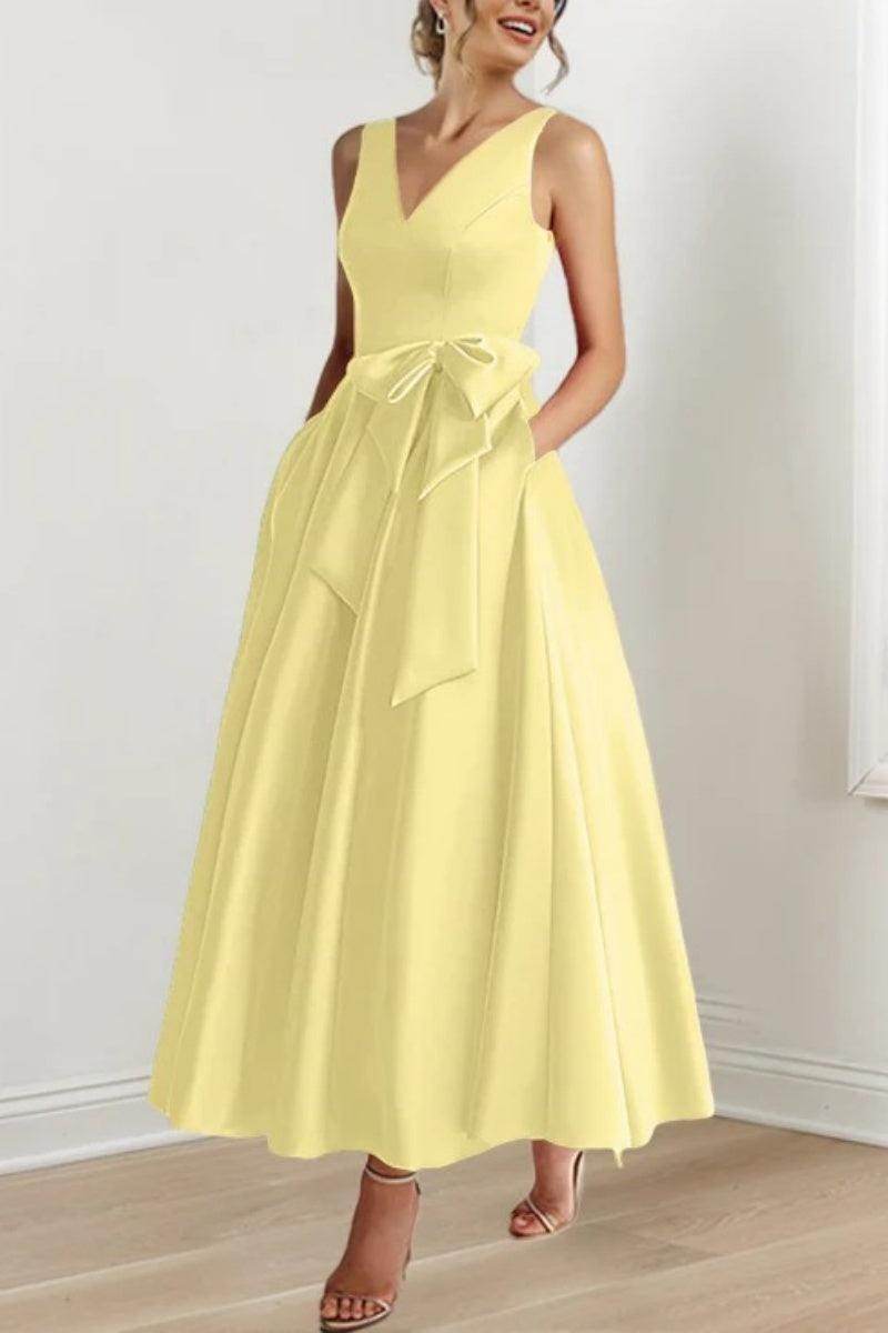 Elegant V Neck Sleeveless Ankle Length Mother of the Bride Dress