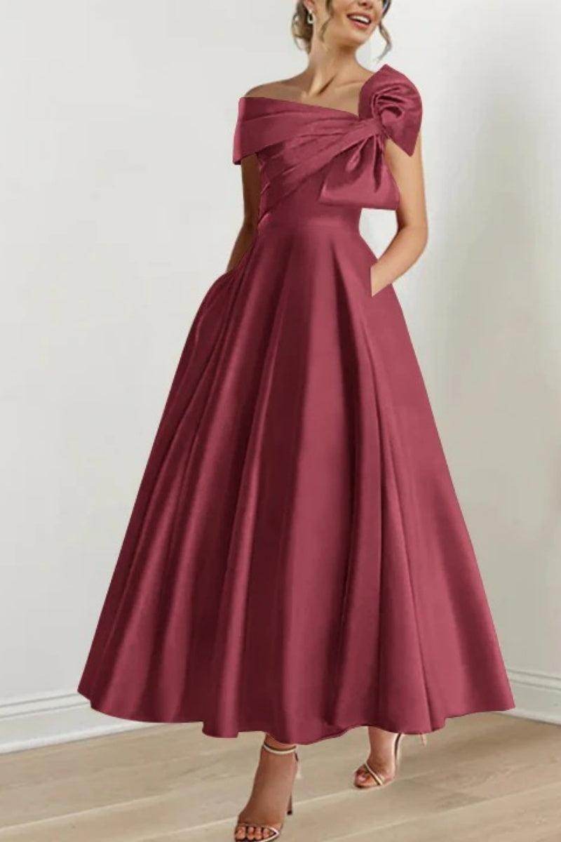 Elegant A Line Off The Shoulder with Bows Mother of the Bride Dress
