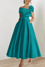 Elegant A Line Off The Shoulder with Bows Mother of the Bride Dress