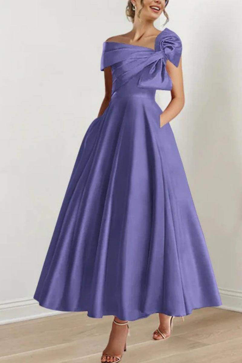 Elegant A Line Off The Shoulder with Bows Mother of the Bride Dress