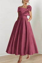 Elegant A Line Off The Shoulder with Bows Mother of the Bride Dress