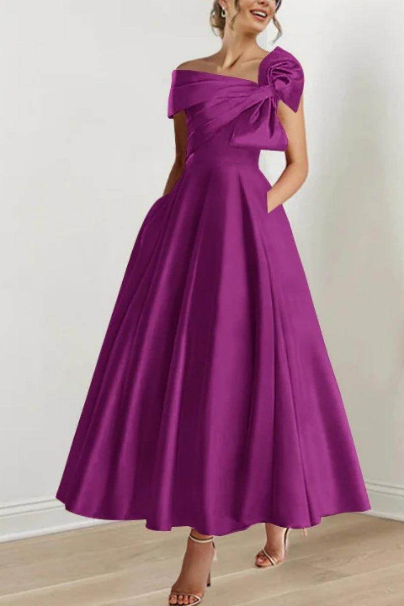Elegant A Line Off The Shoulder with Bows Mother of the Bride Dress