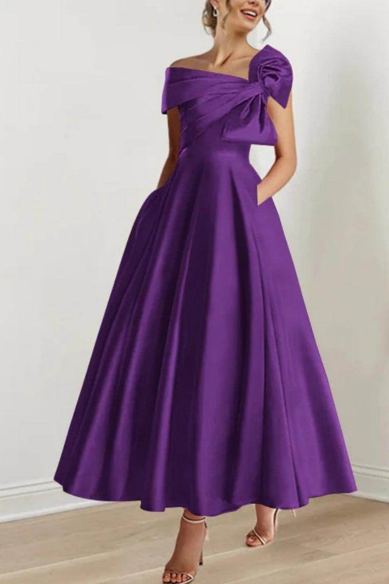 Elegant A Line Off The Shoulder with Bows Mother of the Bride Dress