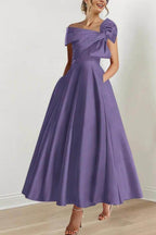 Elegant A Line Off The Shoulder with Bows Mother of the Bride Dress