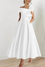 Elegant A Line Off The Shoulder with Bows Mother of the Bride Dress