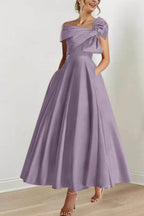 Elegant A Line Off The Shoulder with Bows Mother of the Bride Dress