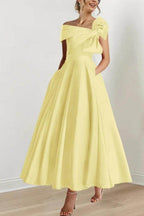 Elegant A Line Off The Shoulder with Bows Mother of the Bride Dress