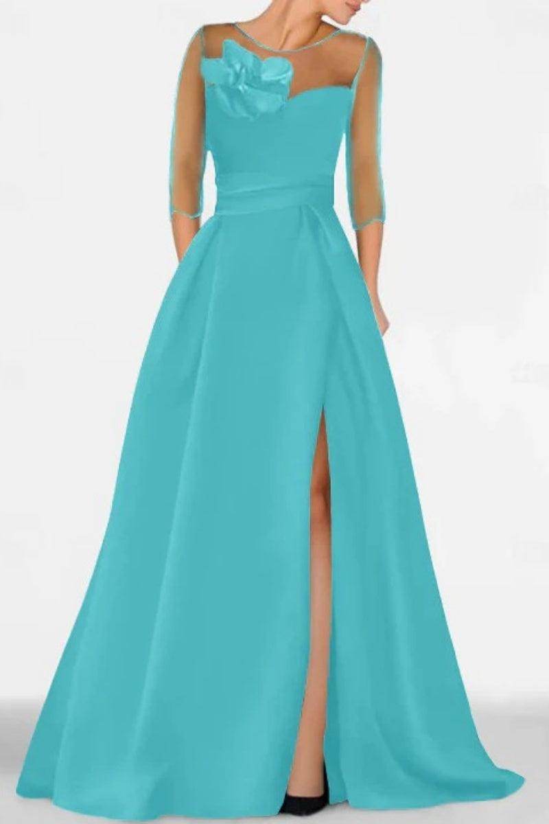Elegant A Line Sweetheart 3/4 Sleeves High Split Mother of the Bride Dress